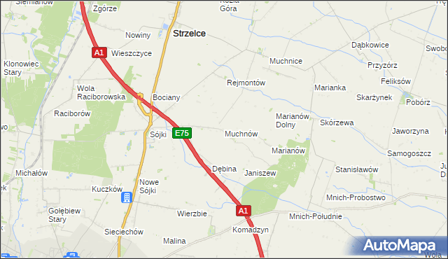 mapa Muchnów, Muchnów na mapie Targeo