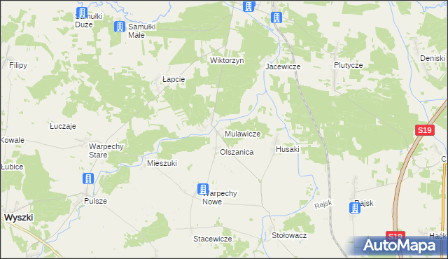 mapa Mulawicze, Mulawicze na mapie Targeo