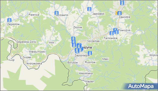mapa Muszyna, Muszyna na mapie Targeo