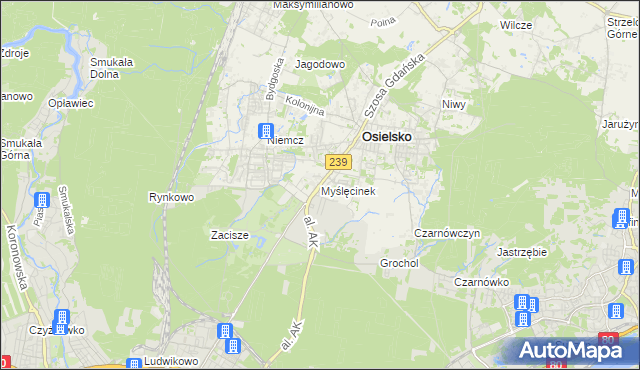 mapa Myślęcinek, Myślęcinek na mapie Targeo