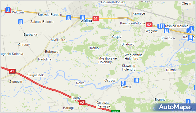 mapa Myśliborskie Holendry, Myśliborskie Holendry na mapie Targeo