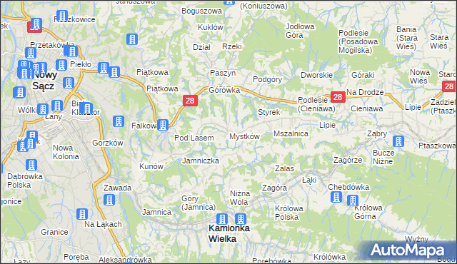 mapa Mystków, Mystków na mapie Targeo