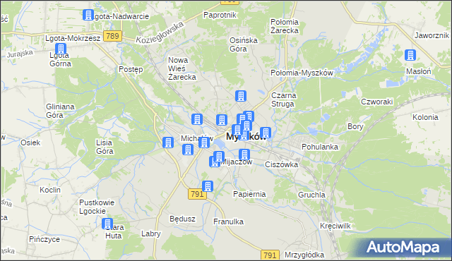 mapa Myszków, Myszków na mapie Targeo