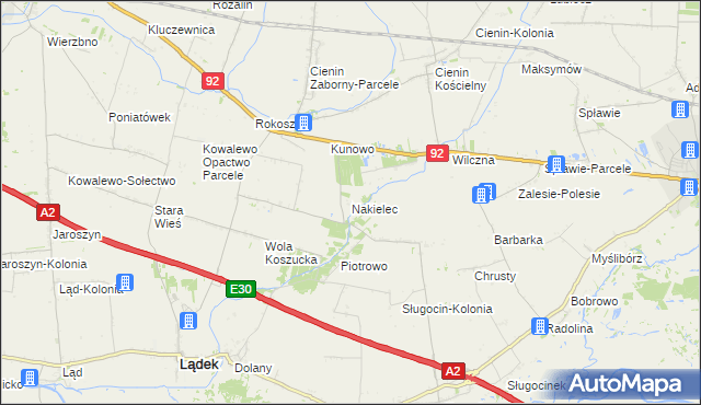 mapa Nakielec, Nakielec na mapie Targeo