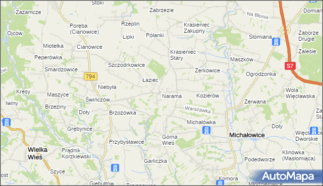 mapa Narama, Narama na mapie Targeo