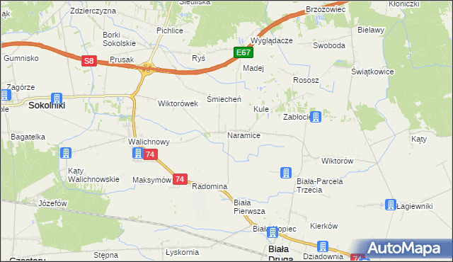 mapa Naramice, Naramice na mapie Targeo