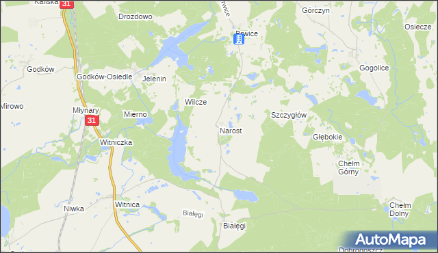 mapa Narost, Narost na mapie Targeo