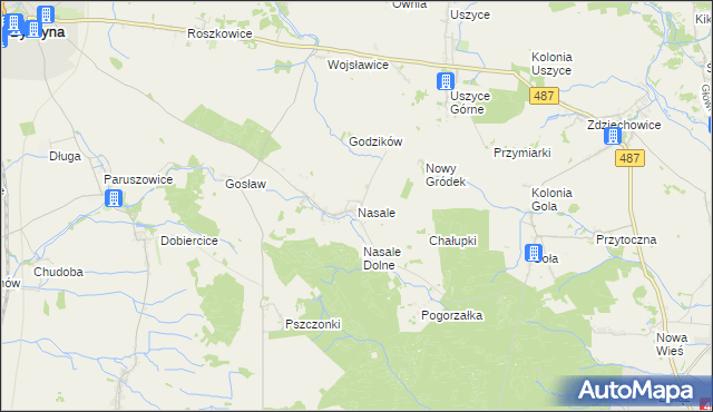 mapa Nasale gmina Byczyna, Nasale gmina Byczyna na mapie Targeo