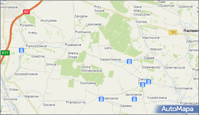 mapa Nasiechowice, Nasiechowice na mapie Targeo