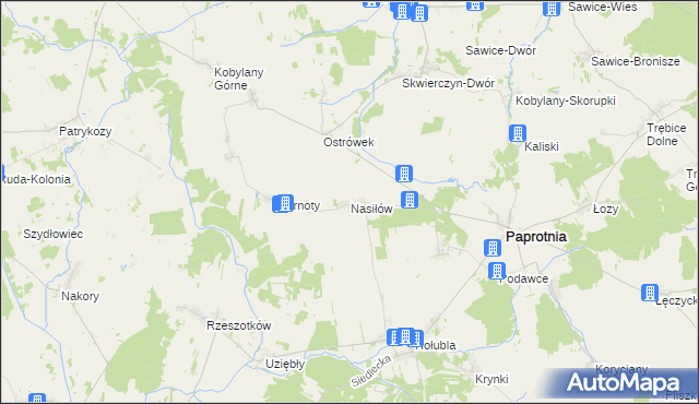 mapa Nasiłów gmina Paprotnia, Nasiłów gmina Paprotnia na mapie Targeo