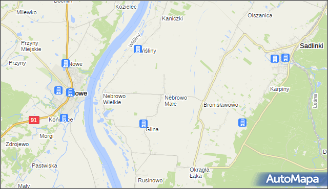 mapa Nebrowo Małe, Nebrowo Małe na mapie Targeo