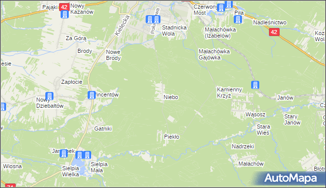 mapa Niebo, Niebo na mapie Targeo