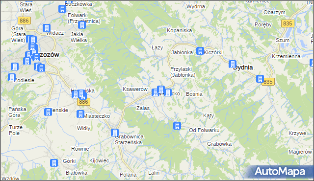 mapa Niebocko, Niebocko na mapie Targeo