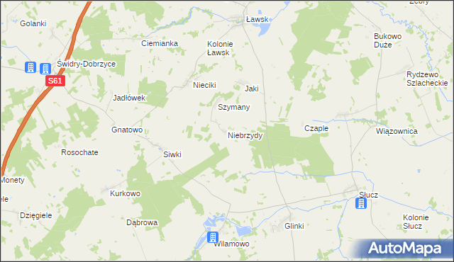 mapa Niebrzydy, Niebrzydy na mapie Targeo