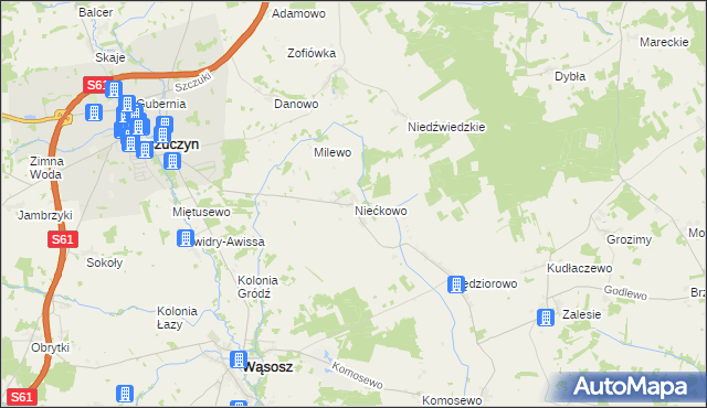 mapa Niećkowo, Niećkowo na mapie Targeo