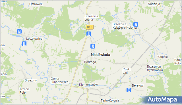 mapa Niedźwiada powiat lubartowski, Niedźwiada powiat lubartowski na mapie Targeo