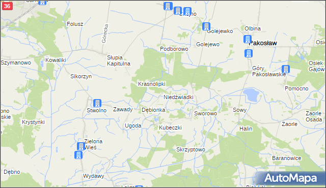 mapa Niedźwiadki, Niedźwiadki na mapie Targeo