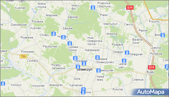 mapa Niedźwiedź gmina Strawczyn, Niedźwiedź gmina Strawczyn na mapie Targeo