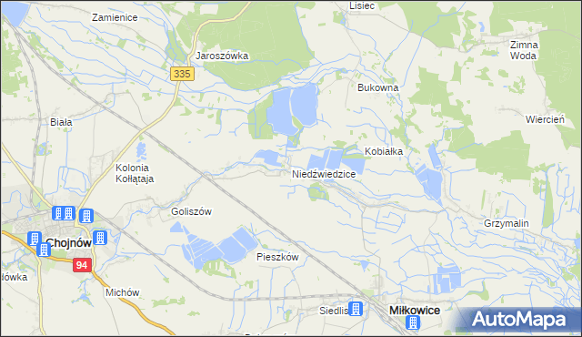 mapa Niedźwiedzice, Niedźwiedzice na mapie Targeo
