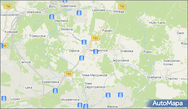 mapa Niegowoniczki, Niegowoniczki na mapie Targeo