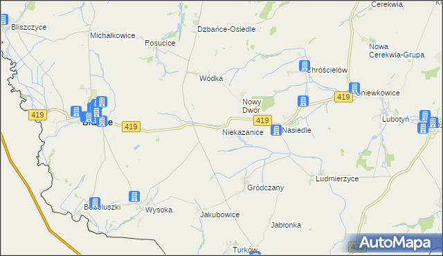 mapa Niekazanice, Niekazanice na mapie Targeo