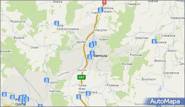 mapa Niemcza, Niemcza na mapie Targeo