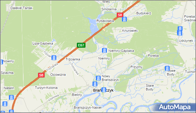 mapa Niemiry gmina Brańszczyk, Niemiry gmina Brańszczyk na mapie Targeo