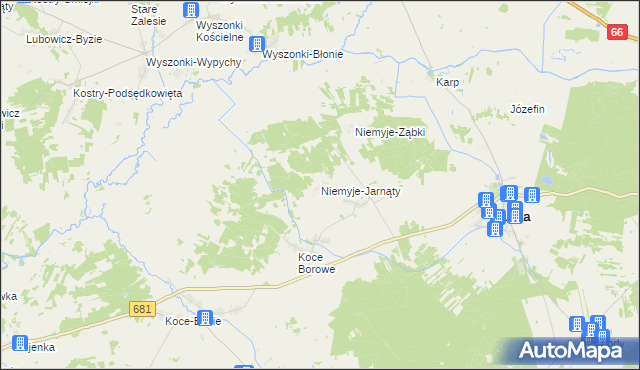 mapa Niemyje-Jarnąty, Niemyje-Jarnąty na mapie Targeo