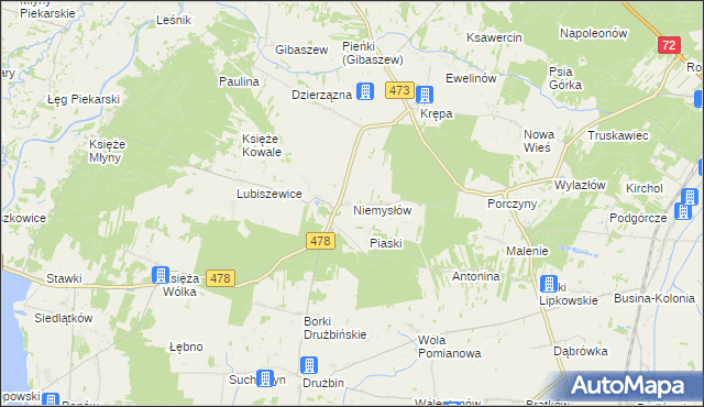 mapa Niemysłów, Niemysłów na mapie Targeo