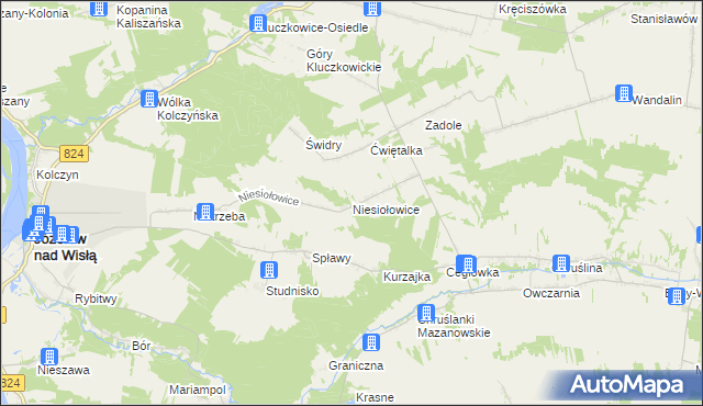 mapa Niesiołowice gmina Józefów nad Wisłą, Niesiołowice gmina Józefów nad Wisłą na mapie Targeo