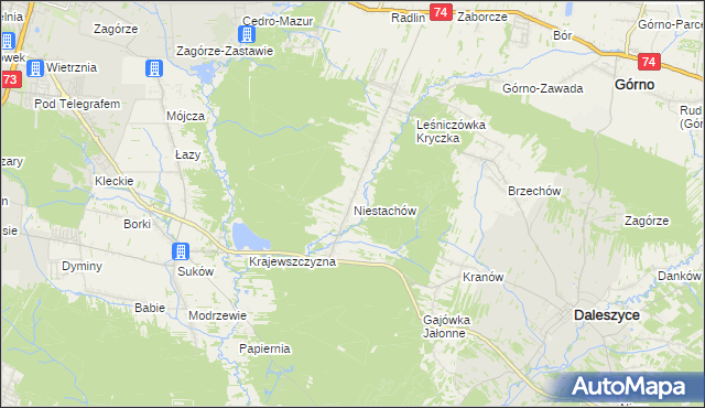 mapa Niestachów gmina Daleszyce, Niestachów gmina Daleszyce na mapie Targeo