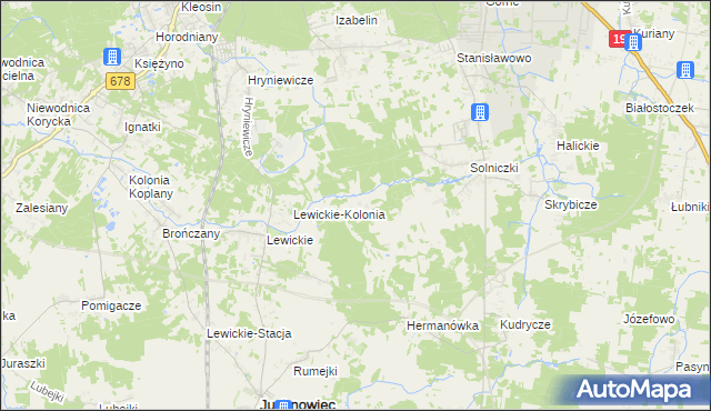 mapa Niewodnica Nargilewska-Kolonia, Niewodnica Nargilewska-Kolonia na mapie Targeo