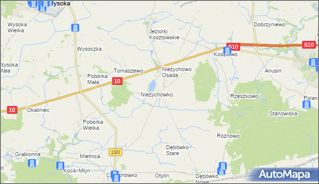 mapa Nieżychowo, Nieżychowo na mapie Targeo