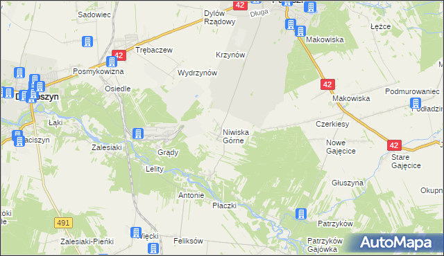mapa Niwiska Górne, Niwiska Górne na mapie Targeo