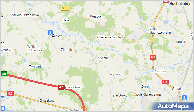 mapa Niwiski, Niwiski na mapie Targeo