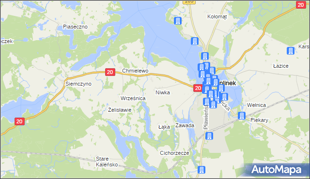 mapa Niwka gmina Czaplinek, Niwka gmina Czaplinek na mapie Targeo