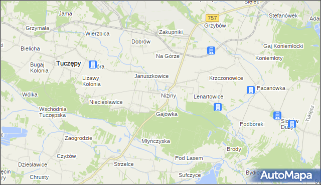 mapa Niziny gmina Tuczępy, Niziny gmina Tuczępy na mapie Targeo