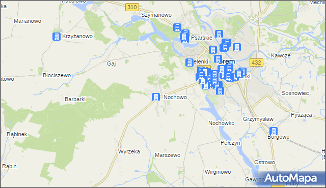 mapa Nochowo, Nochowo na mapie Targeo