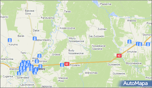 mapa Nosalewice, Nosalewice na mapie Targeo