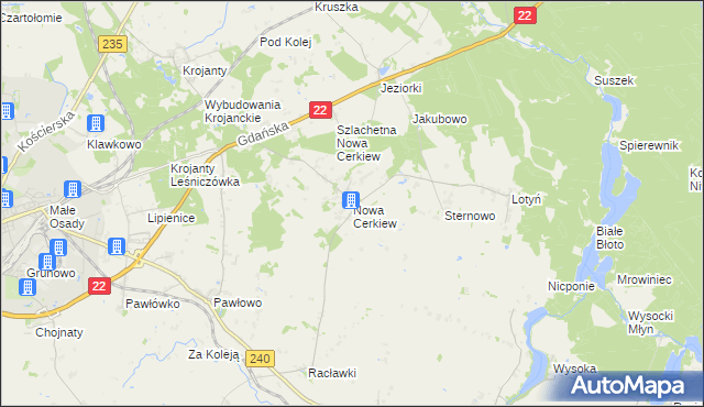 mapa Nowa Cerkiew gmina Chojnice, Nowa Cerkiew gmina Chojnice na mapie Targeo