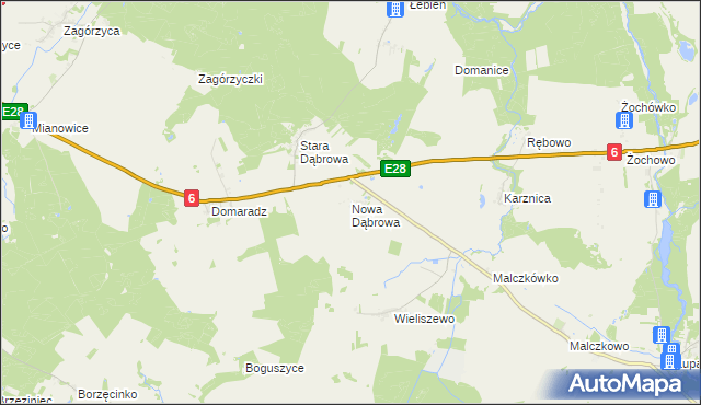 mapa Nowa Dąbrowa gmina Potęgowo, Nowa Dąbrowa gmina Potęgowo na mapie Targeo