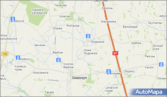 mapa Nowa Długowola, Nowa Długowola na mapie Targeo