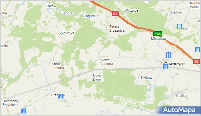 mapa Nowa Jabłona, Nowa Jabłona na mapie Targeo