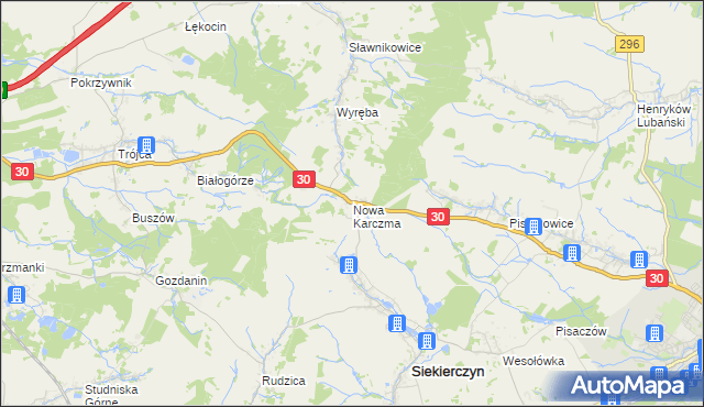 mapa Nowa Karczma gmina Siekierczyn, Nowa Karczma gmina Siekierczyn na mapie Targeo