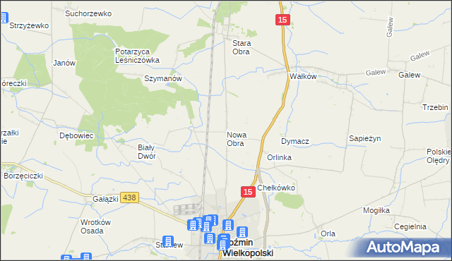 mapa Nowa Obra gmina Koźmin Wielkopolski, Nowa Obra gmina Koźmin Wielkopolski na mapie Targeo