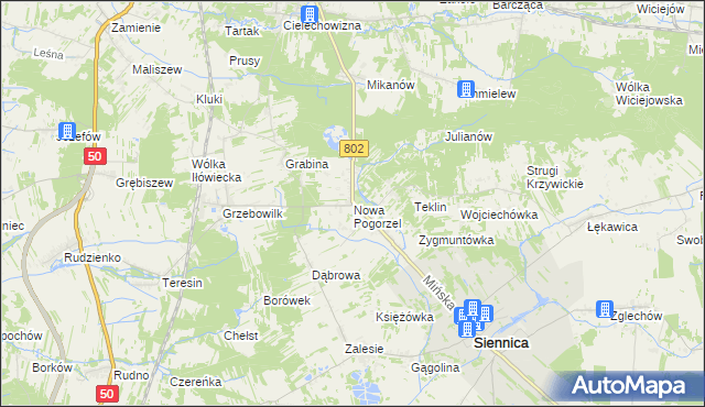 mapa Nowa Pogorzel, Nowa Pogorzel na mapie Targeo