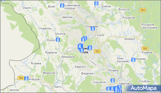 mapa Nowa Ruda powiat kłodzki, Nowa Ruda powiat kłodzki na mapie Targeo