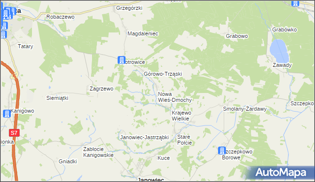 mapa Nowa Wieś-Dmochy, Nowa Wieś-Dmochy na mapie Targeo