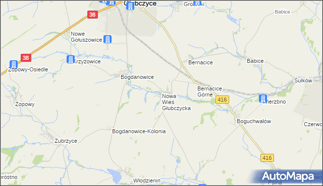 mapa Nowa Wieś Głubczycka, Nowa Wieś Głubczycka na mapie Targeo
