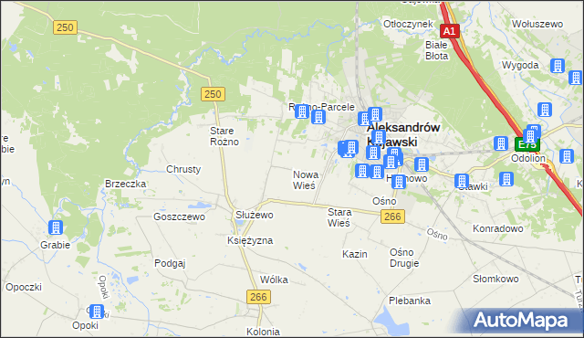 mapa Nowa Wieś gmina Aleksandrów Kujawski, Nowa Wieś gmina Aleksandrów Kujawski na mapie Targeo